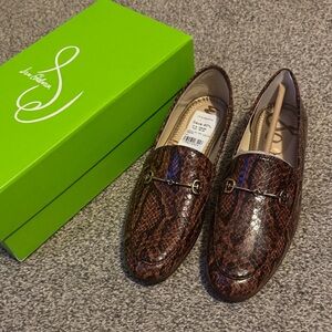 Sam Edelman Dark Brown Snake Print Loafers